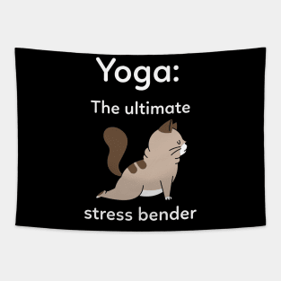 Yoga: The Ultimate Stress Bender - Yoga Cat Tapestry