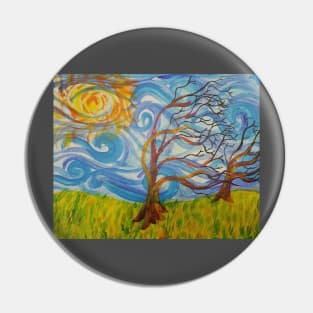 Swirley landscape with tree Pin