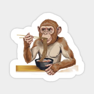 Monkey Eating Noodles with Chopstick Magnet
