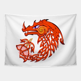 Red Celtic dragon Tapestry