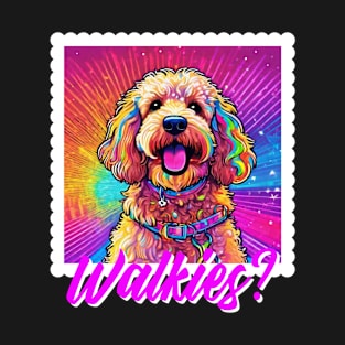 Goldendoodle Dog Walkies Bright Rainbow Puppy Mama T-Shirt