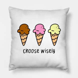 Ice Cream Summer Cute Kawaii Funny Gift Chocolate Strawberry Choose Joke Comic Pillow