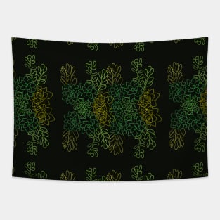 Succulent Outline in Greens & Yellows Tapestry