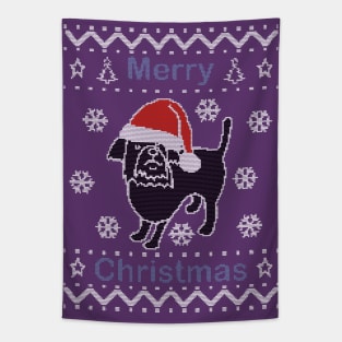 Cute Dog says Merry Christmas Tapestry