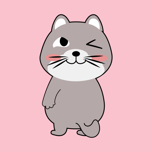 Cute cat cartoon character funny design. by Tjstudio