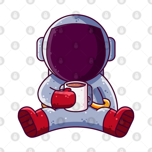 Cute Astronaut Drinking Coffee Cartoon by Ardhsells