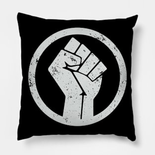 BLACK POWER FIST, WHITE PRINT Pillow