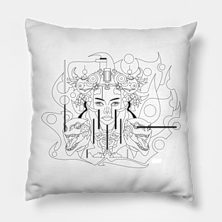 paninaro metal madness in ecopop abstract woman kaiju arts Pillow