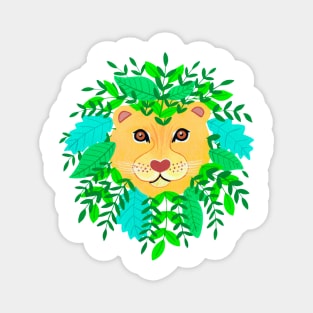 botanical gouache painted lion Magnet