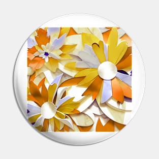 Golden Floral Collage Pin