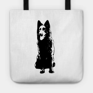 German Shepherd Black and White Abstract Art Tote