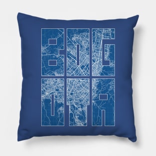 Bogota, Colombia City Map Typography - Blueprint Pillow