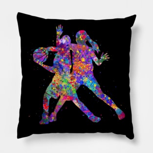 Basketball player girl watercolor Pillow