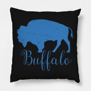 Buffalo New York WNY 716 BuffaLove Pattern Black, White, Blue Pillow