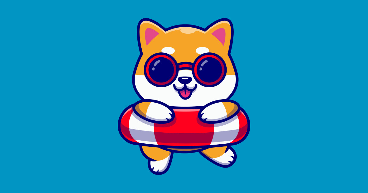 Cute Shiba Inu Dog Swimming Cartoon - Cute Shiba Inu Dog Swimming ...