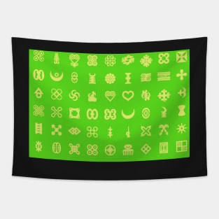 Adinkra Pattern - Green and Gold Tapestry