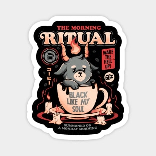 The Morning Ritual - Cute Baphomet Coffee Gift Magnet