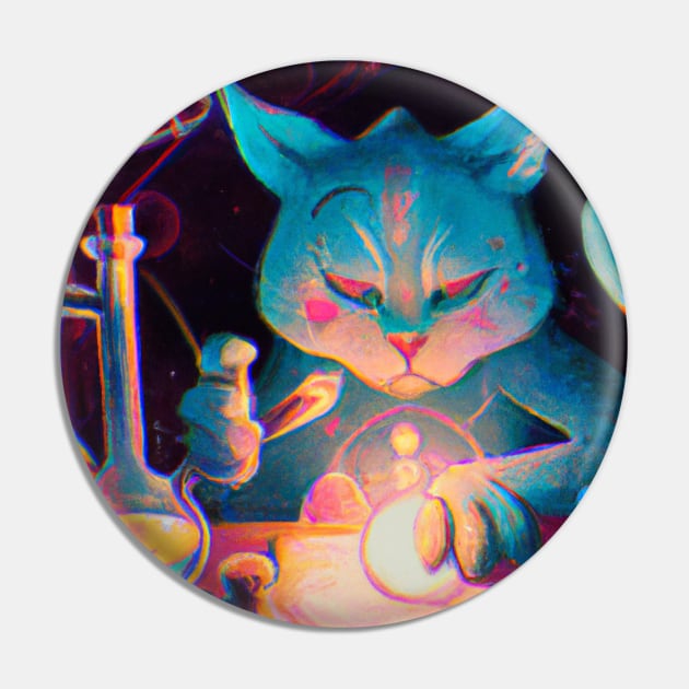 Blue Alchemist Cat Learned How to Turn Catnip Into Gold Pin by Star Scrunch