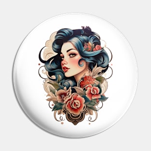 beautiful woman with flowers Pin