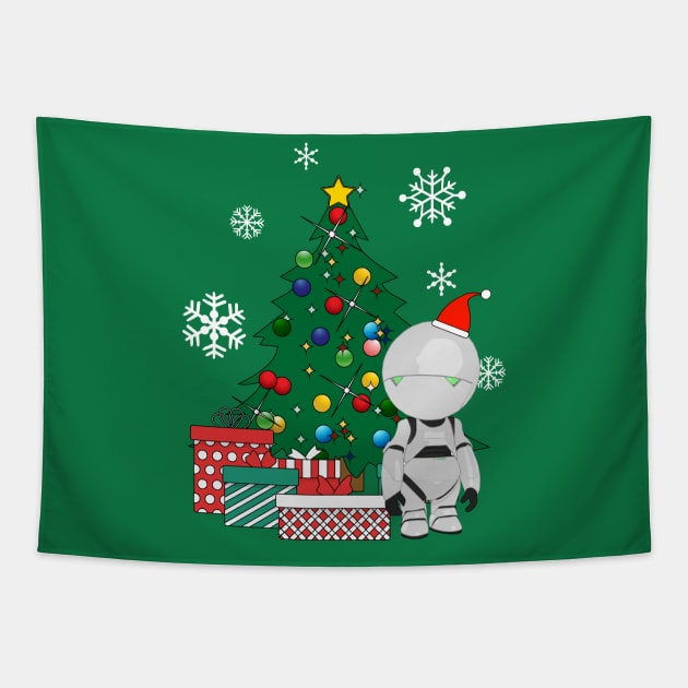 Marvin The Paranoid Android Around The Christmas Tree Tapestry by Nova5