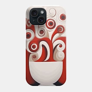 Red and White Abstract Flowers in a White Vase Phone Case