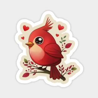 Lovey-Dovey Red Cardinal Yellow Magnet