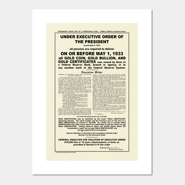 Executive Order 6102 Bitcoin Cartel E Impresion Artistica Teepublic Mx