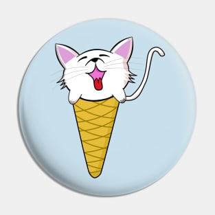Cute Kawaii Cat in Ice Cream Cone Pin