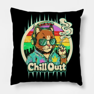 Chill Out: Hip Hop Cat Art Piece Pillow