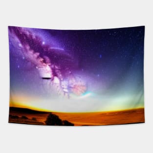 Ai Generated Art Scenery - Desert Night Sky Galaxy View Tapestry