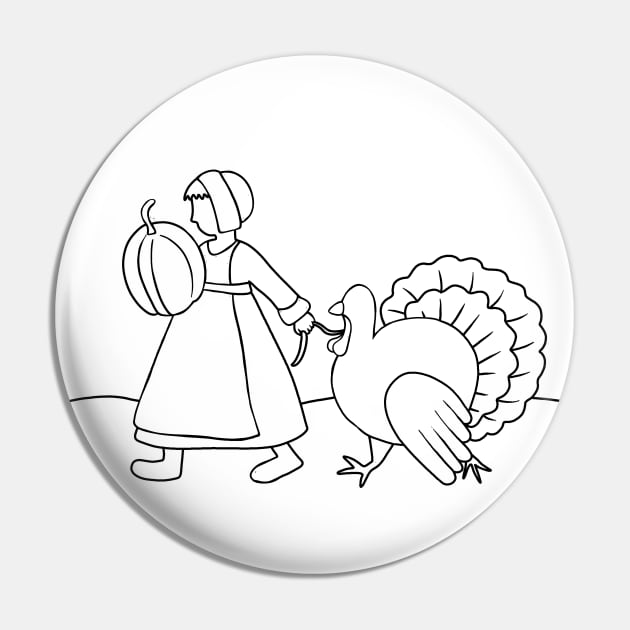 Thanksgiving Pilgrim and Turkey Pin by valentinahramov