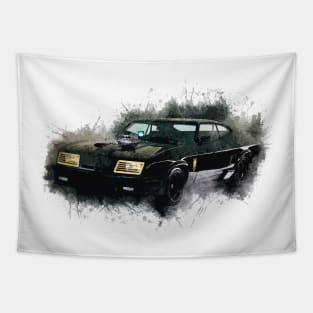 Classic Hot Rod Black Muscle Car Vintage style illustration art for the Road Lovers Tapestry