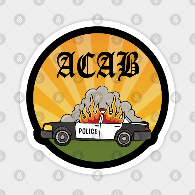 Burning cop car Magnet by valentinahramov