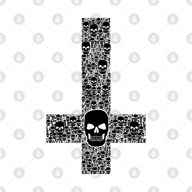 Upside down Cross made of skulls, black by HEJK81