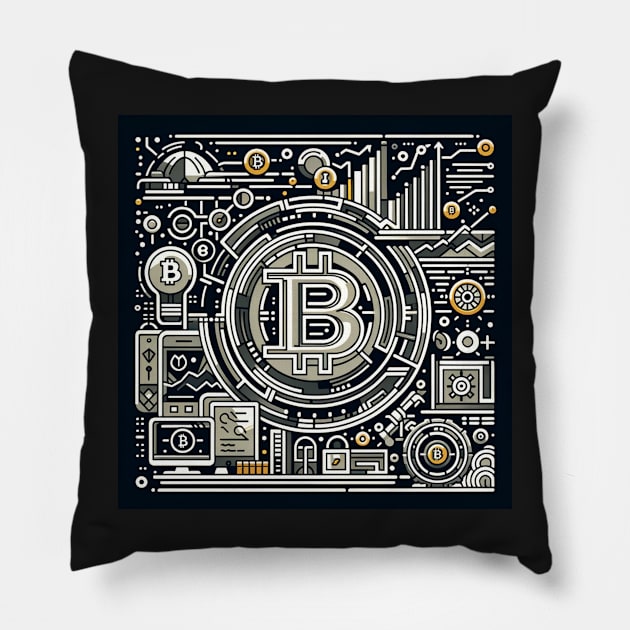 Blockchain Nexus: The Digital Currency Matrix Pillow by heartyARTworks