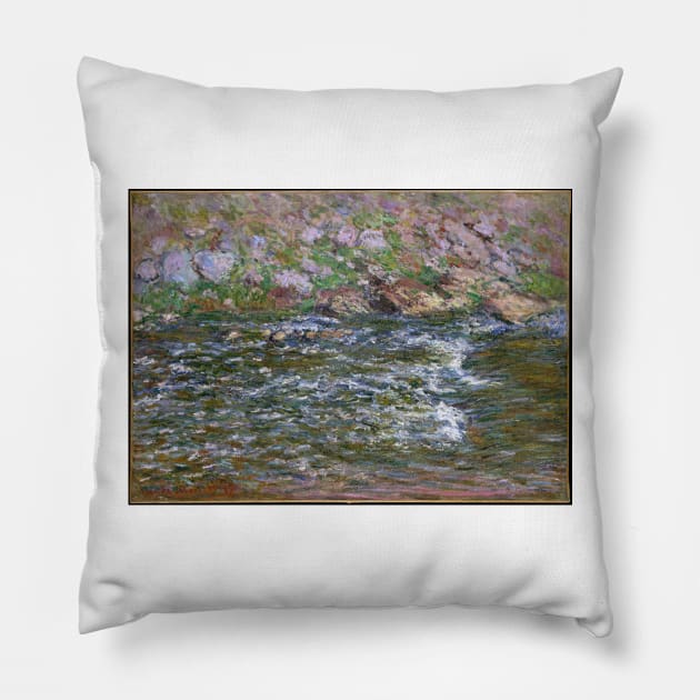 Rapids on the Petite Creuse at Fresselines Pillow by ClaudeMonet