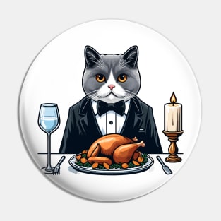 British Shorthair Cat Thanksgiving Pin