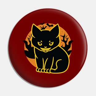 Spooky Halloween Black Cat Pin