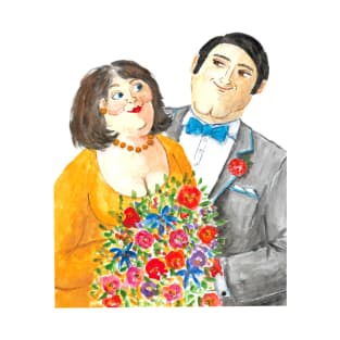 Happy Love Couple Together with Flowers painting T-Shirt