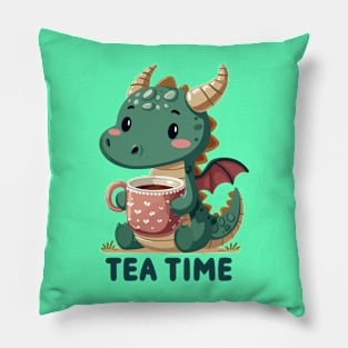 Tea Time: Dragon's Delightful Brew Pillow