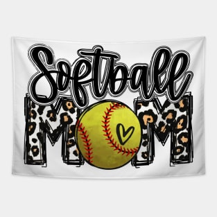 Softball Mom Leopard Tapestry