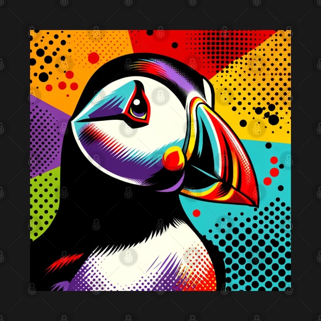 Vivid Puffin Pop Art Tee - Seabird Style Statement by PawPopArt