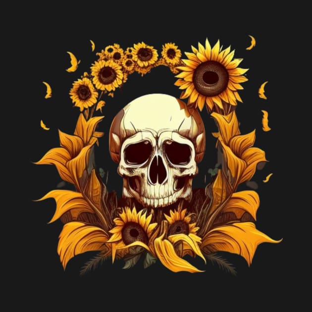 Skull with sunflower by Crazy skull