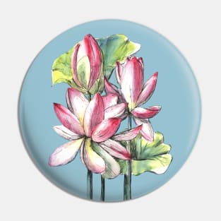 Lotus Flowers Watercolor Painting Pin