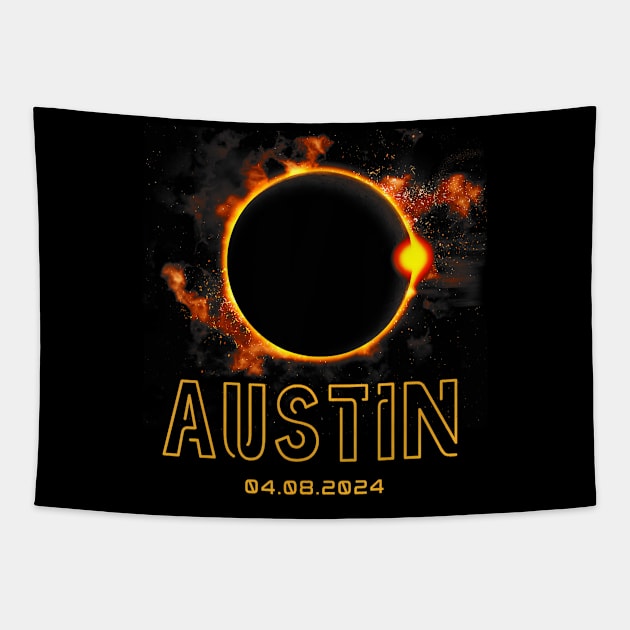 Austin Texas Total Solar Eclipse 2024 April 8Th Tapestry by SanJKaka