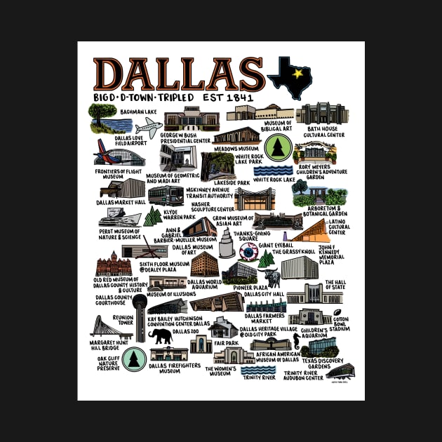 Dallas Texas Map by fiberandgloss