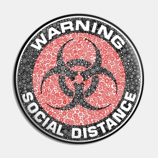 Warning Social Distance Red Circle Design Pin