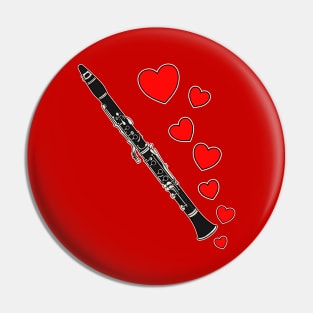 Valentines Day Clarinet Player Clarinetist Anniversary Wedding Musician Pin