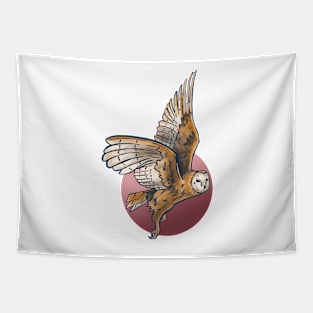 Barn owl in flight Tapestry