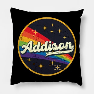 Addison // Rainbow In Space Vintage Grunge-Style Pillow